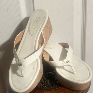 White Coach Wedge Sandals
